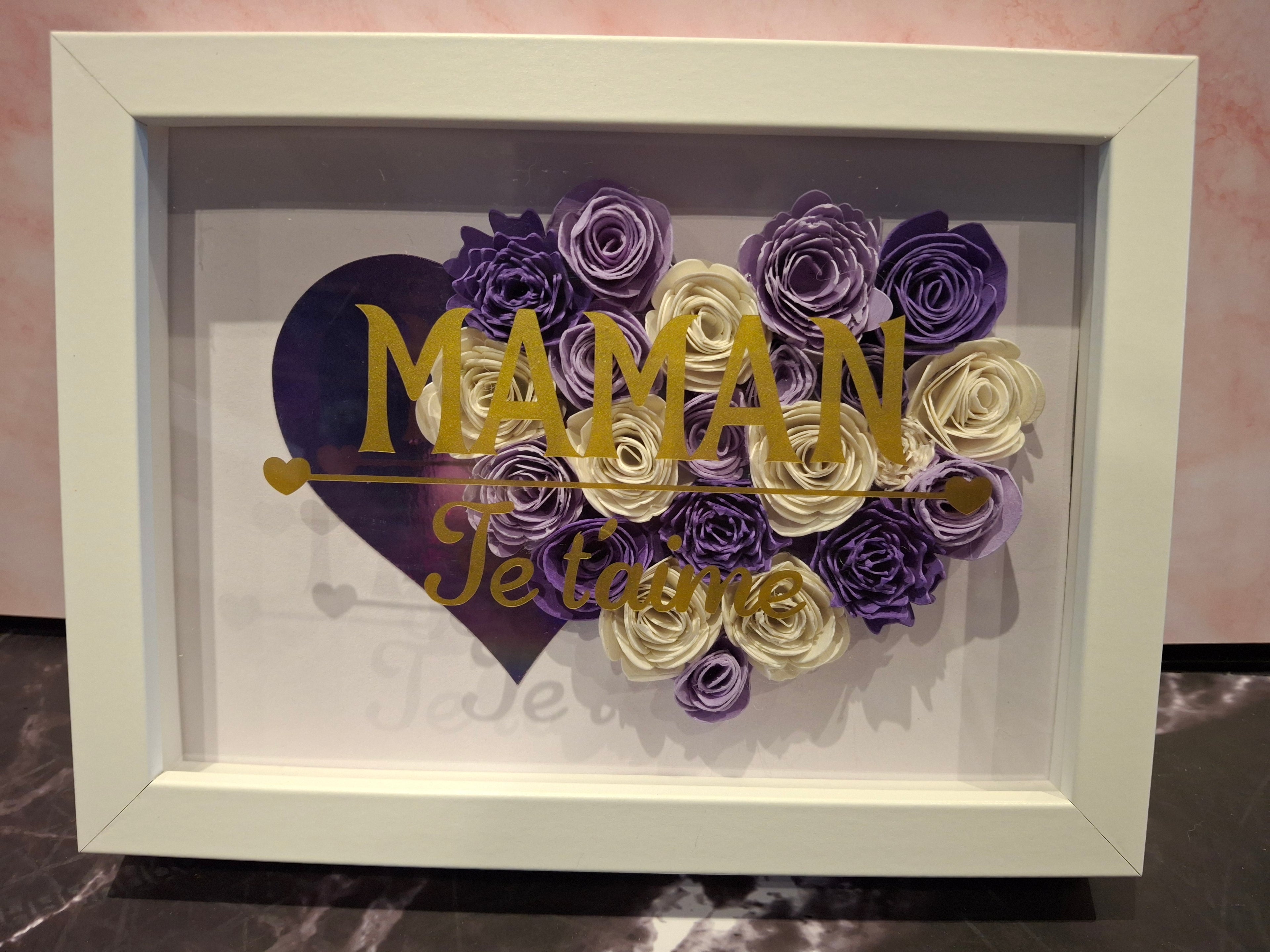 Cadre fleuri MAMAN JE T'AIME 13x18 cm